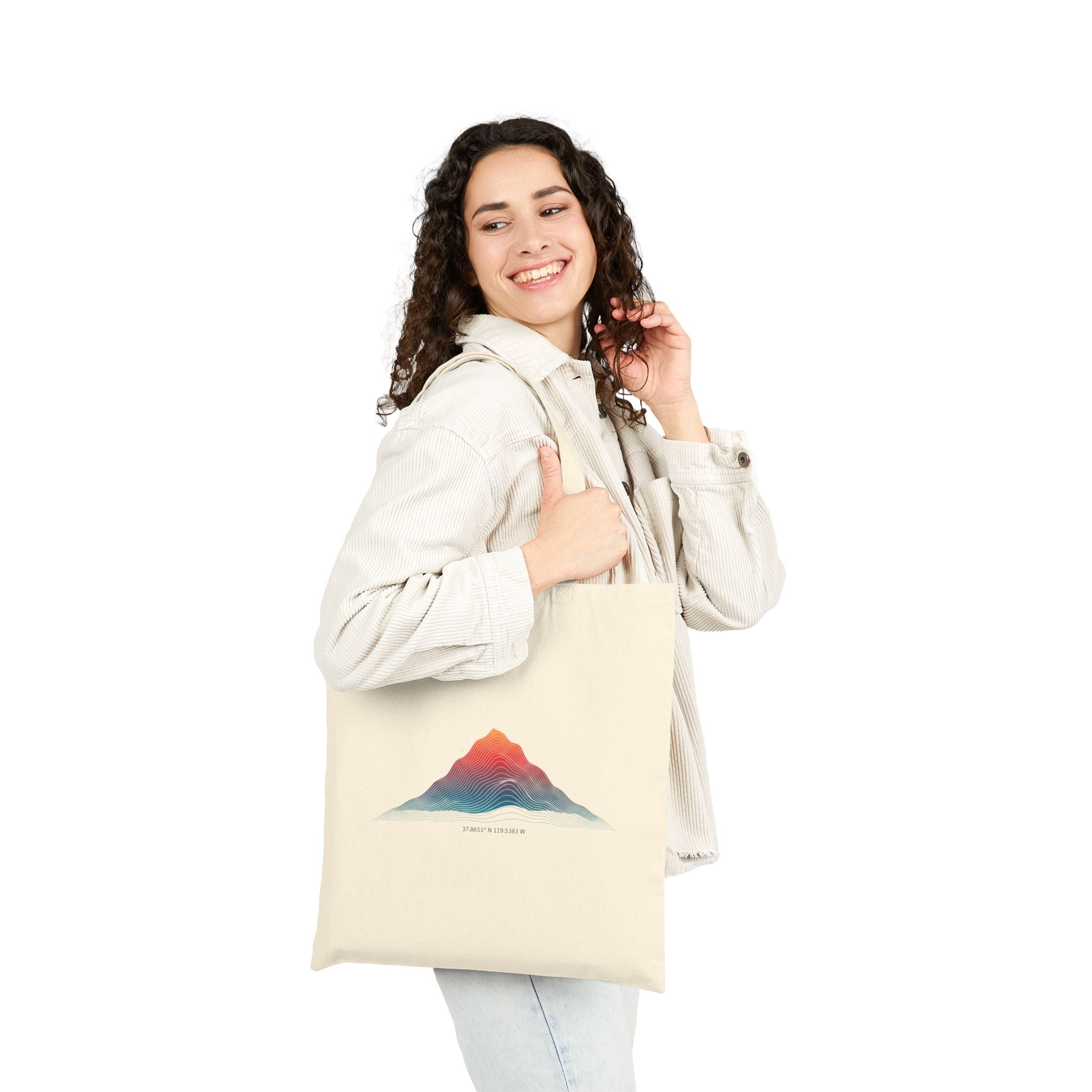 Topo Mountain Tote, topographic map print canvas tote | contour line design
