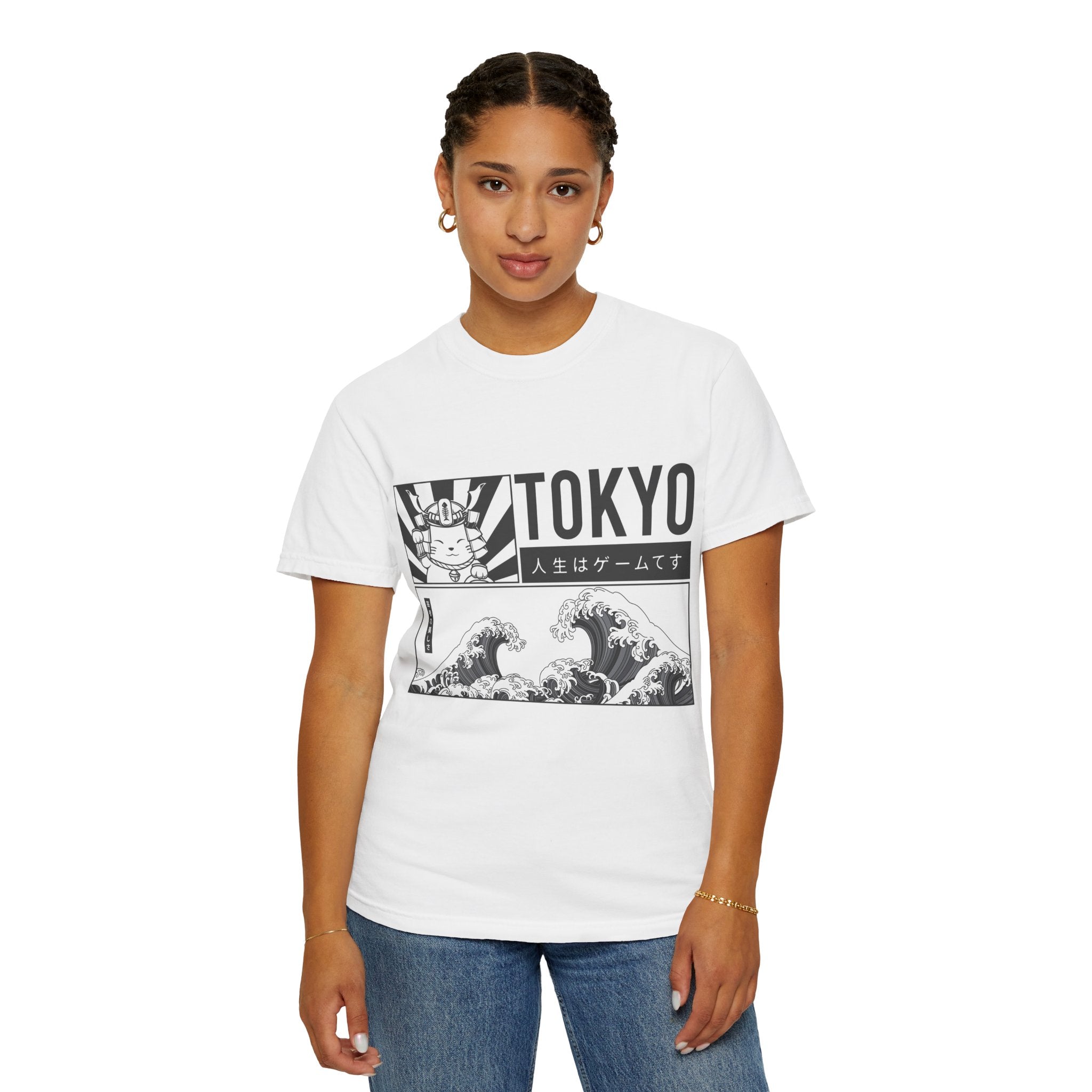 Tokyo Wave Ukiyo-e Graphic T-shirt | Japanese Calligraphy Back