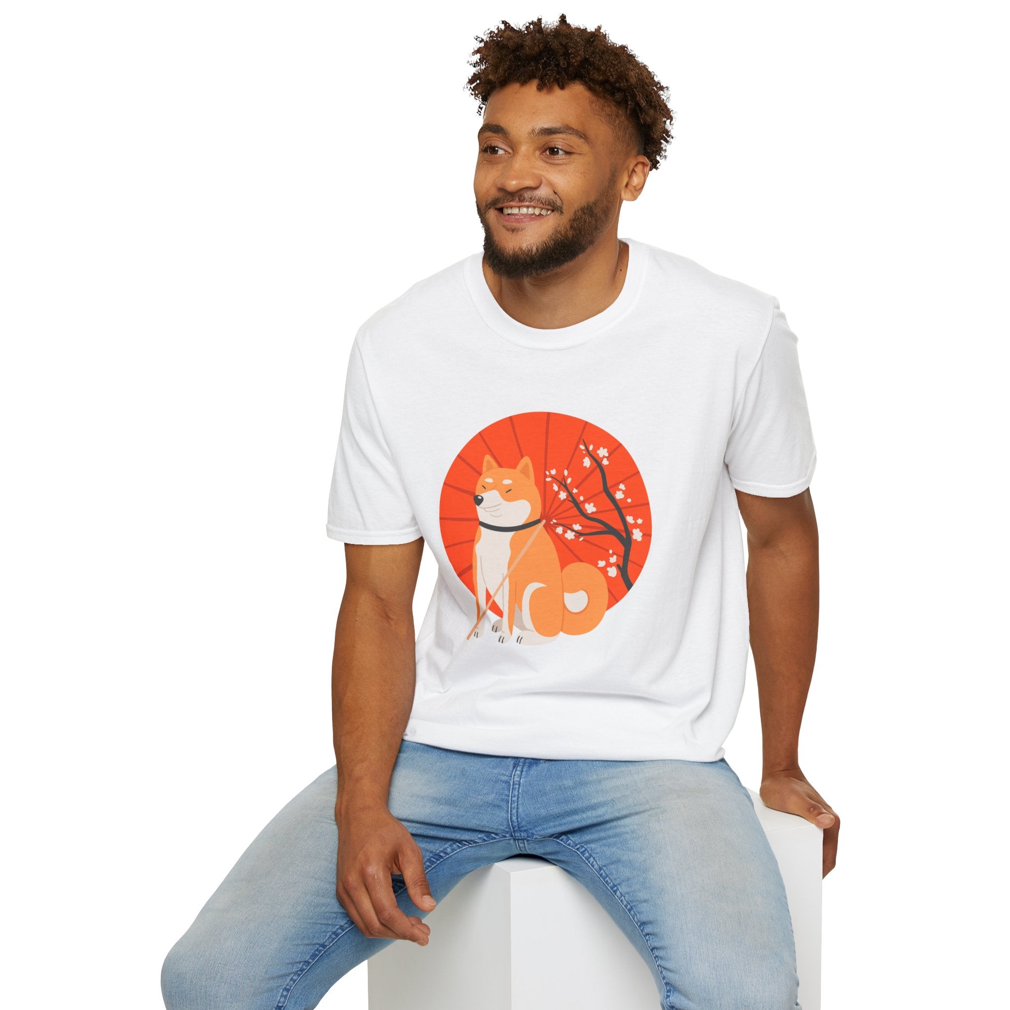 Shiba Inu Sunburst T-Shirt — Japanese Cherry Blossom Dog Tee