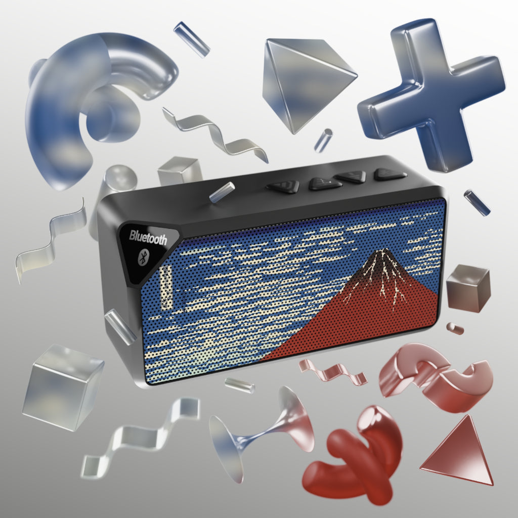 Bluetooth Speaker with Mount Fuji Wave Design — Portable Retro Japanese Landscape Speaker