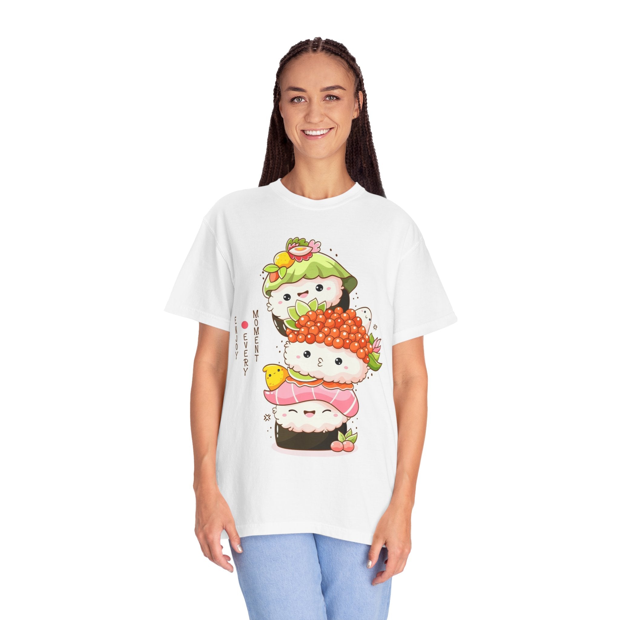 Kawaii Sushi Stack T-Shirt | Cute Cartoon Nigiri & Maki Tee