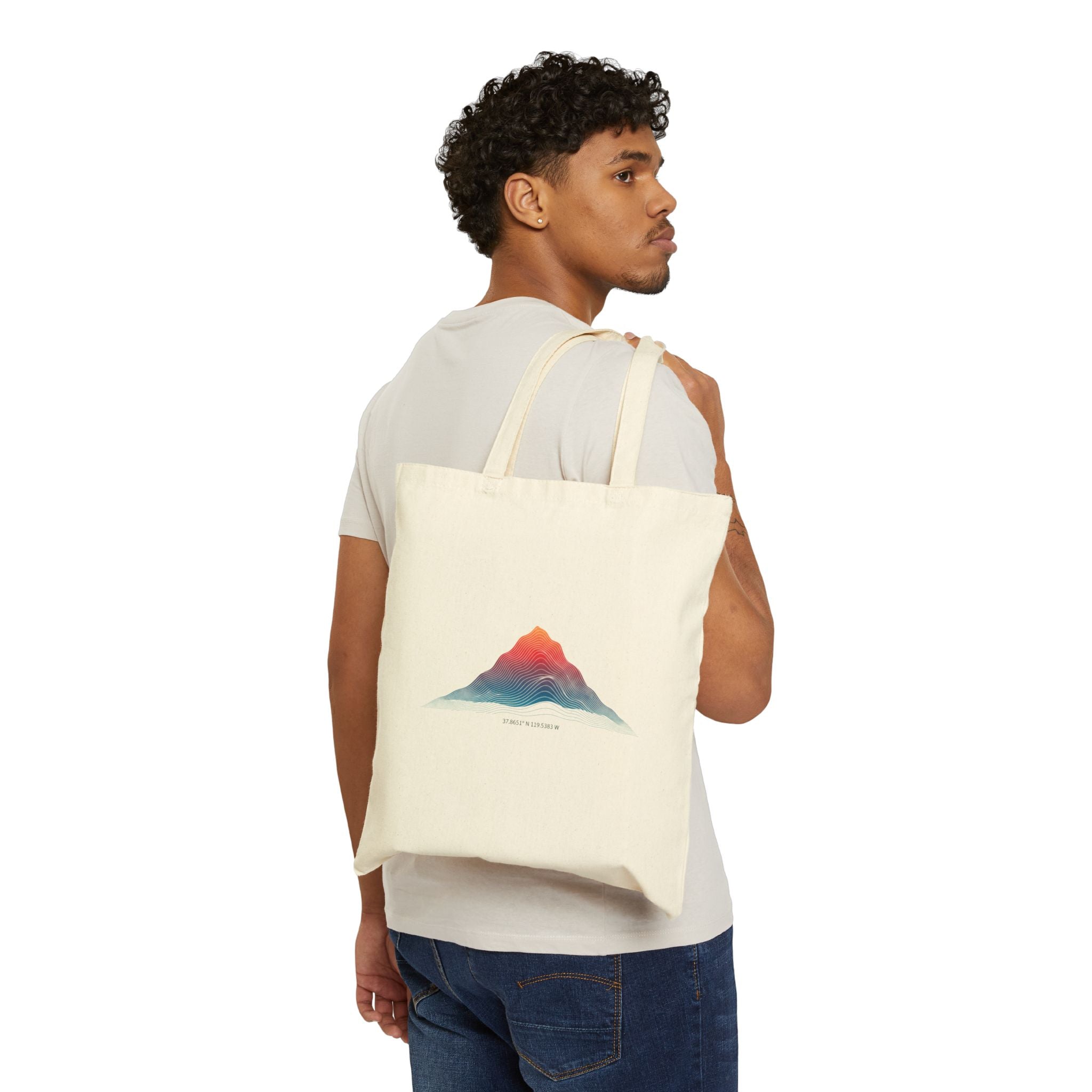 Topo Mountain Tote, topographic map print canvas tote | contour line design