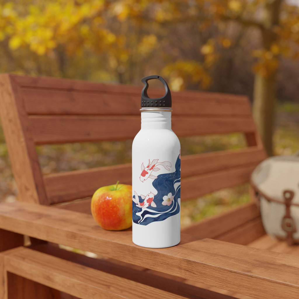 Koi Pond Stainless Steel Water Bottle – Floral Japanese Fish Design