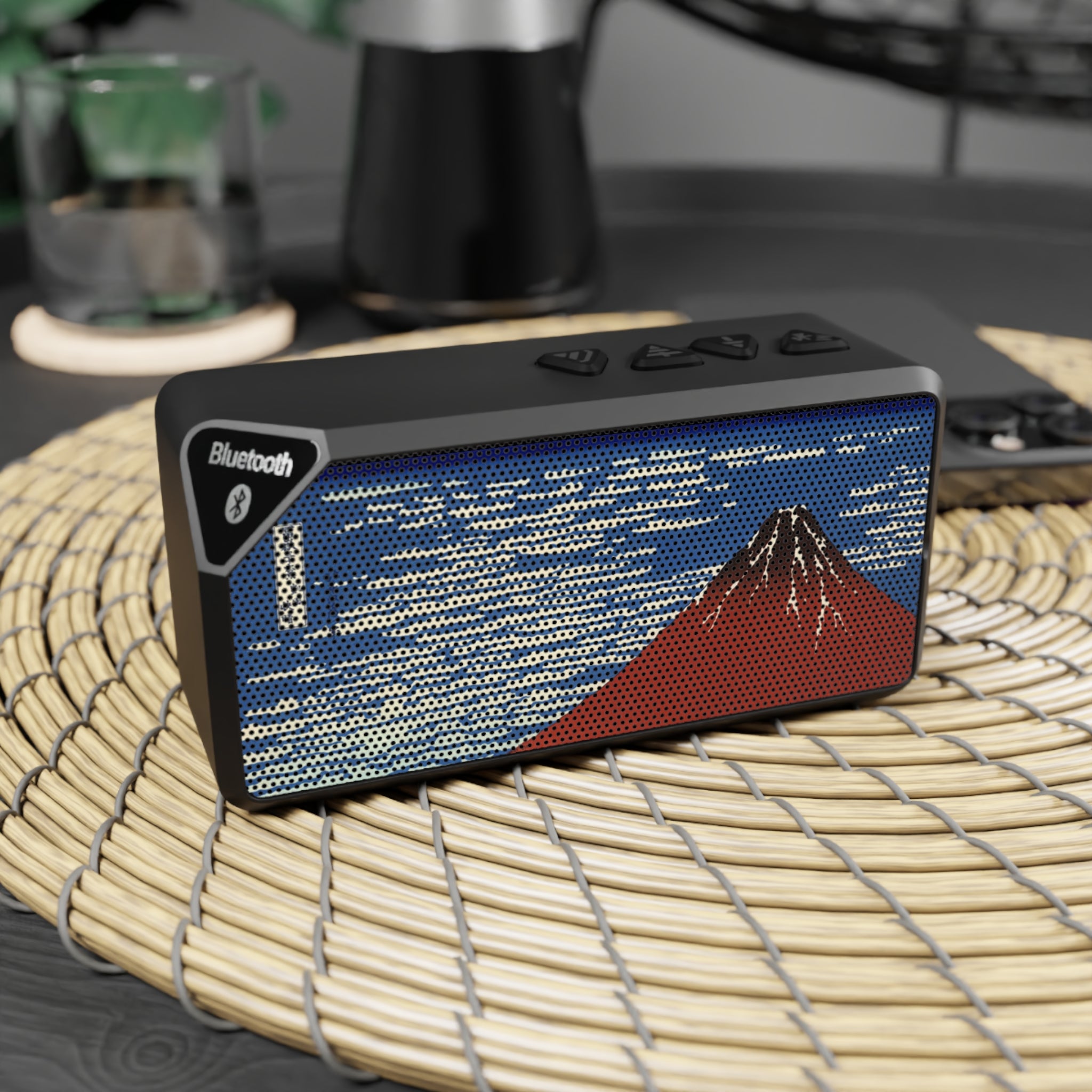 Bluetooth Speaker with Mount Fuji Wave Design — Portable Retro Japanese Landscape Speaker