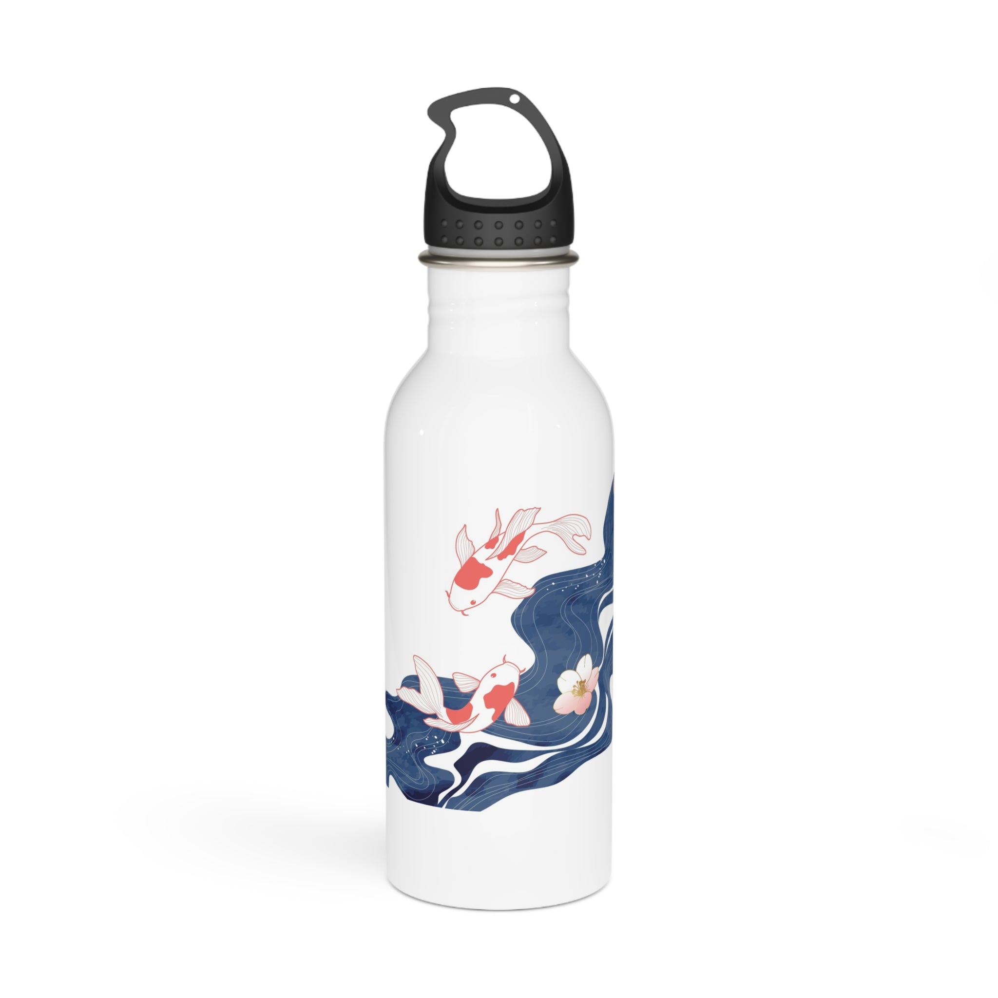 Koi Pond Stainless Steel Water Bottle – Floral Japanese Fish Design