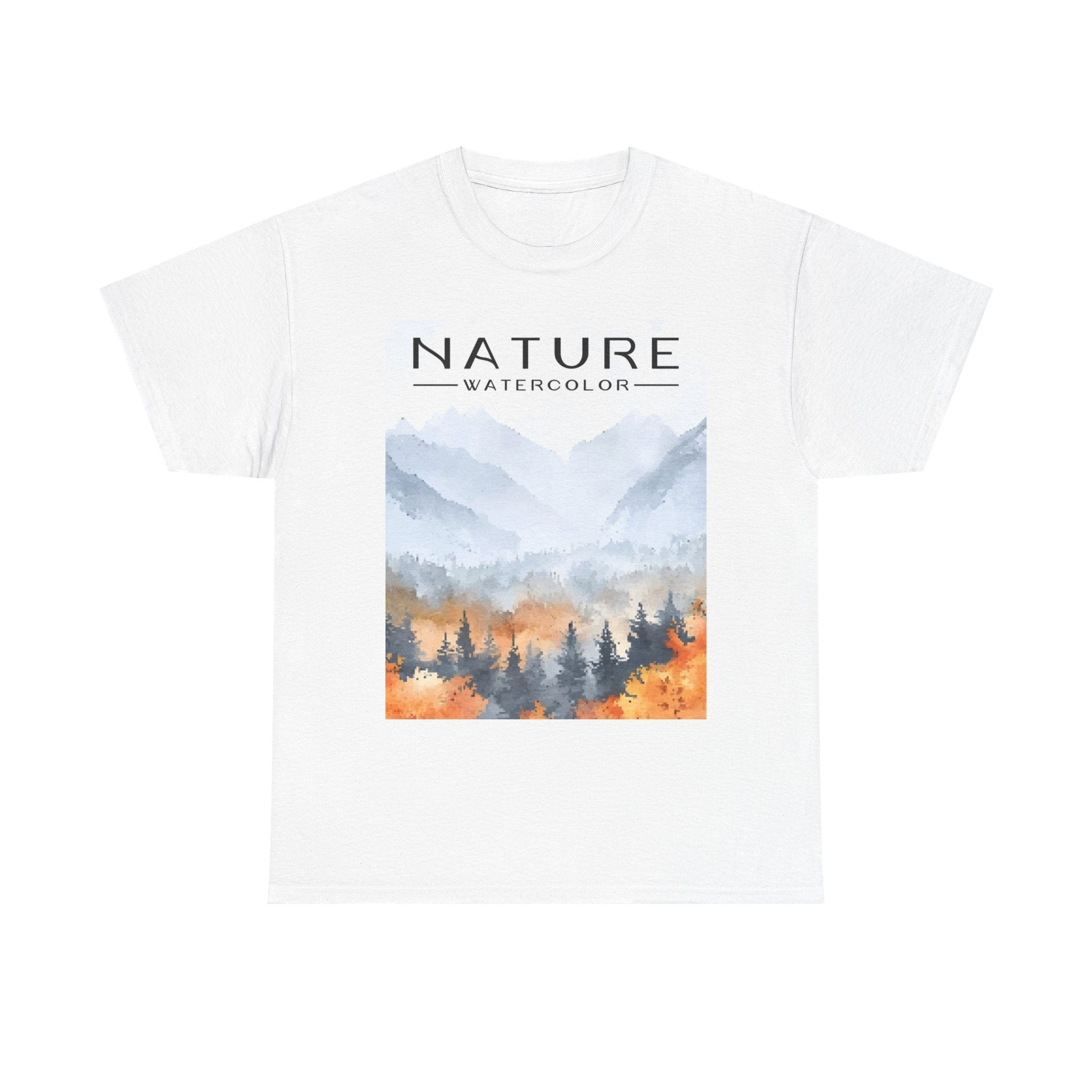 Nature Watercolor T-Shirt — Autumn Mountain Landscape Tee
