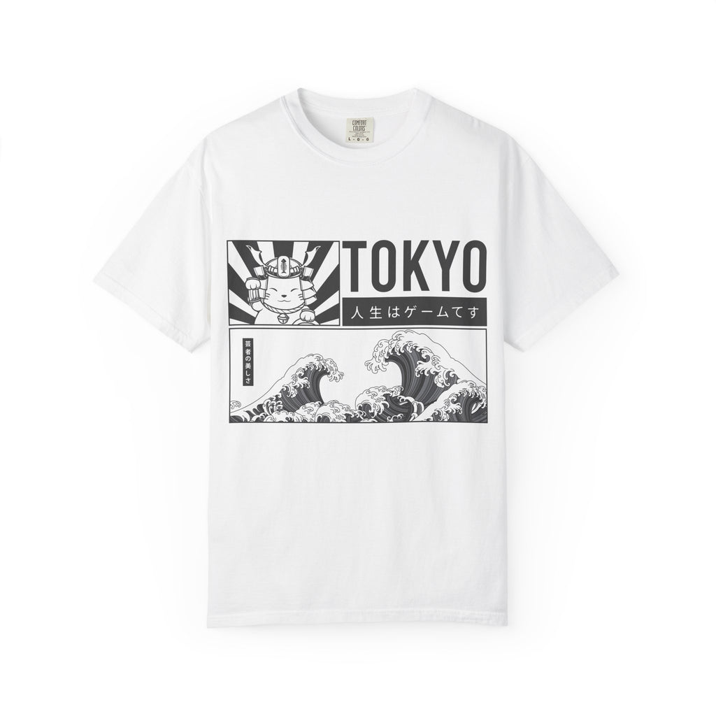 Tokyo Wave Ukiyo-e Graphic T-shirt | Japanese Calligraphy Back