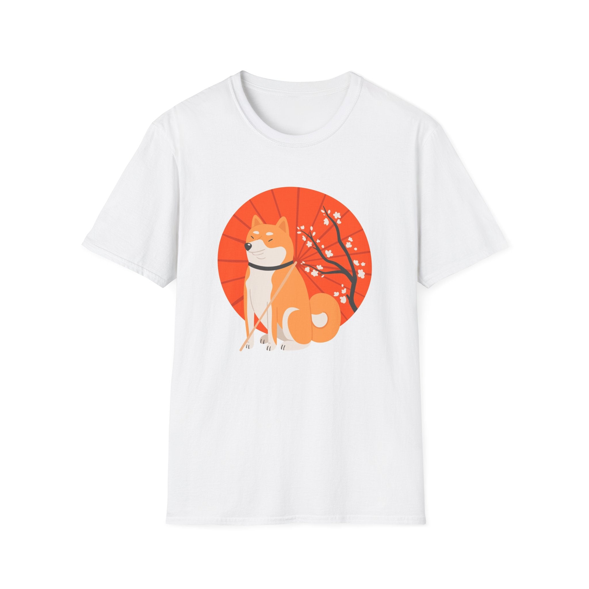 Shiba Inu Sunburst T-Shirt — Japanese Cherry Blossom Dog Tee
