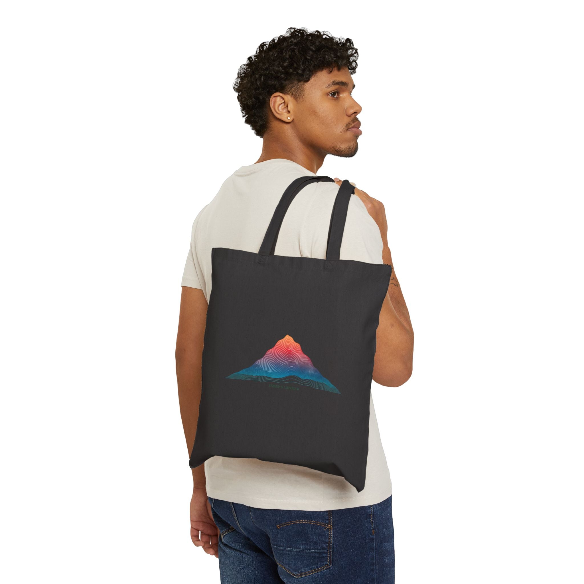 Topo Mountain Tote, topographic map print canvas tote | contour line design